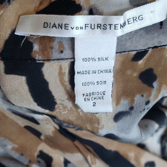 Diane Von Furstenberg DVF Sabine Silk Animal Print Mini Dress Sz2 - Picture 2 of 6